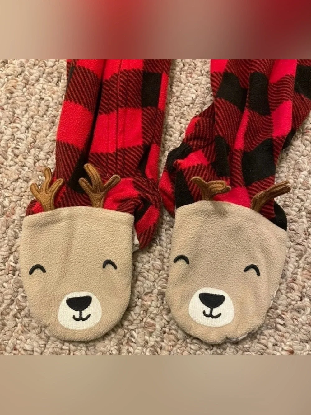 Carter’s Cozy Kids Red & Black Buffalo Plaid Footed One-Piece